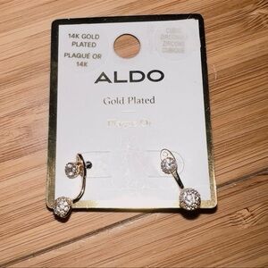 Aldo 14k Gold Plated Earrings with Clear Stones